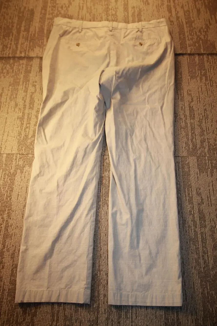 Banana Republic Pants Mens 38x32 Beige Check Chino Slim Fit Straight Leg Casual